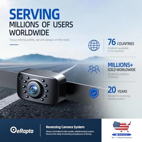 eRapta ERT01 HD Backup Camera Rear View License Plate | 720P Waterproof Night Vision thumbnail 2