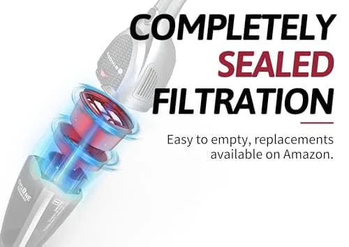 Roomie Tec SlimVac Upright Cordless Vacuum Cleaner, Stick Vac, 2200mAh Batt | LED Floor Head, Lightweight, Beater Bar thumbnail 6