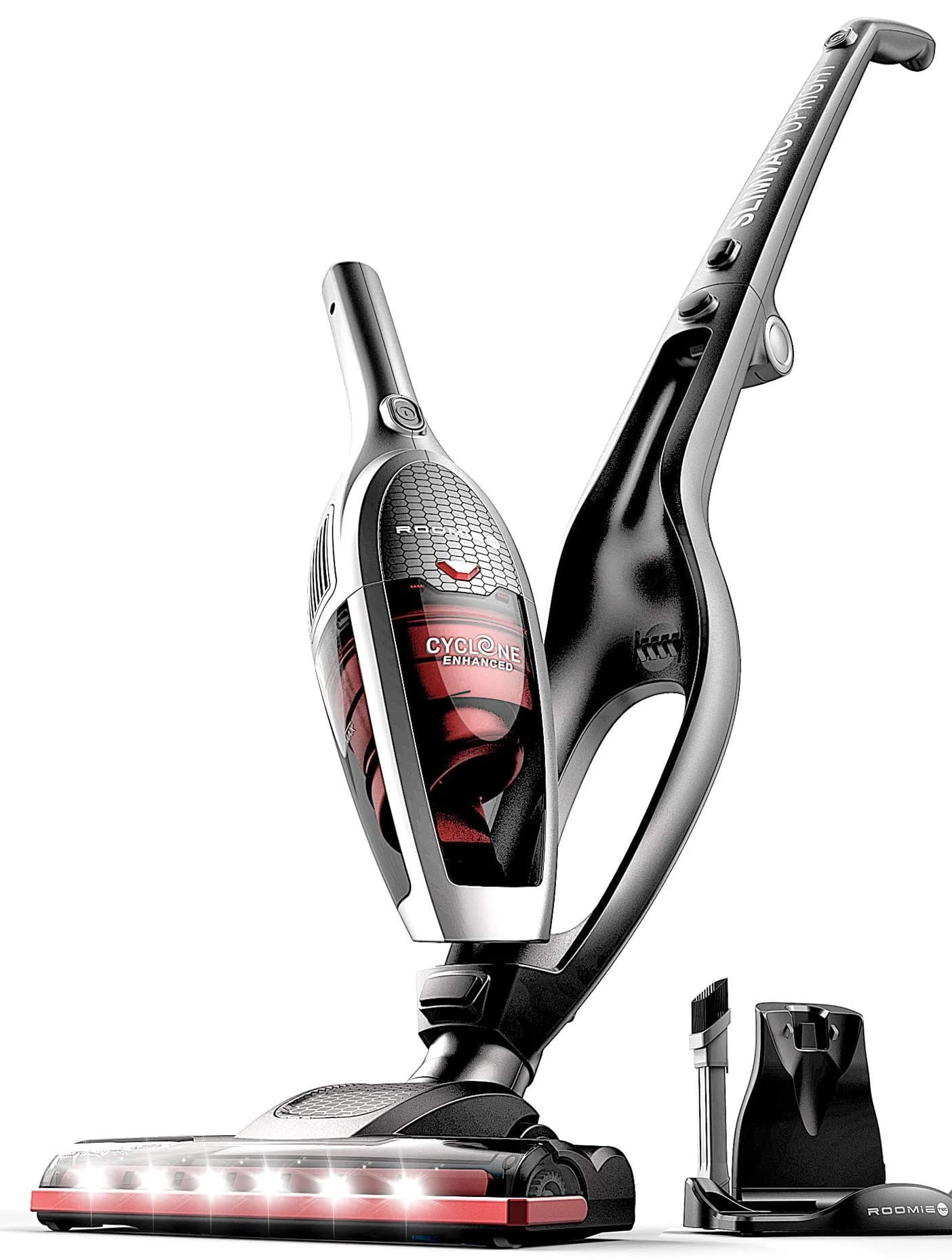 Roomie Tec SlimVac Upright Cordless Vacuum Cleaner, Stick Vac, 2200mAh Batt | LED Floor Head, Lightweight, Beater Bar