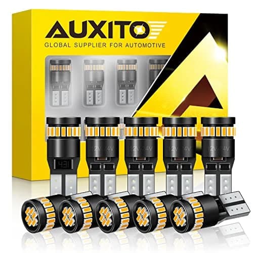 AUXITO Amber Yellow T10 LED Bulb 194 168 W5W Error Free (Pack of 10) | 240LM Super Bright for Car Marker Lights thumbnail 1