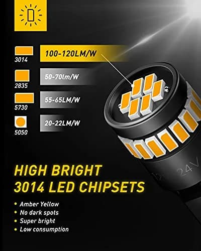 AUXITO Amber Yellow T10 LED Bulb 194 168 W5W Error Free (Pack of 10) | 240LM Super Bright for Car Marker Lights thumbnail 3