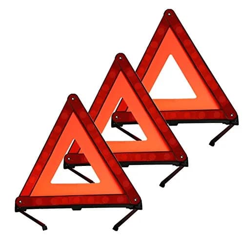 KAFEEK Reflective Warning Triangle Set of 3 | Foldable, Stable, and Highly Visible for Roadside Safety thumbnail 1