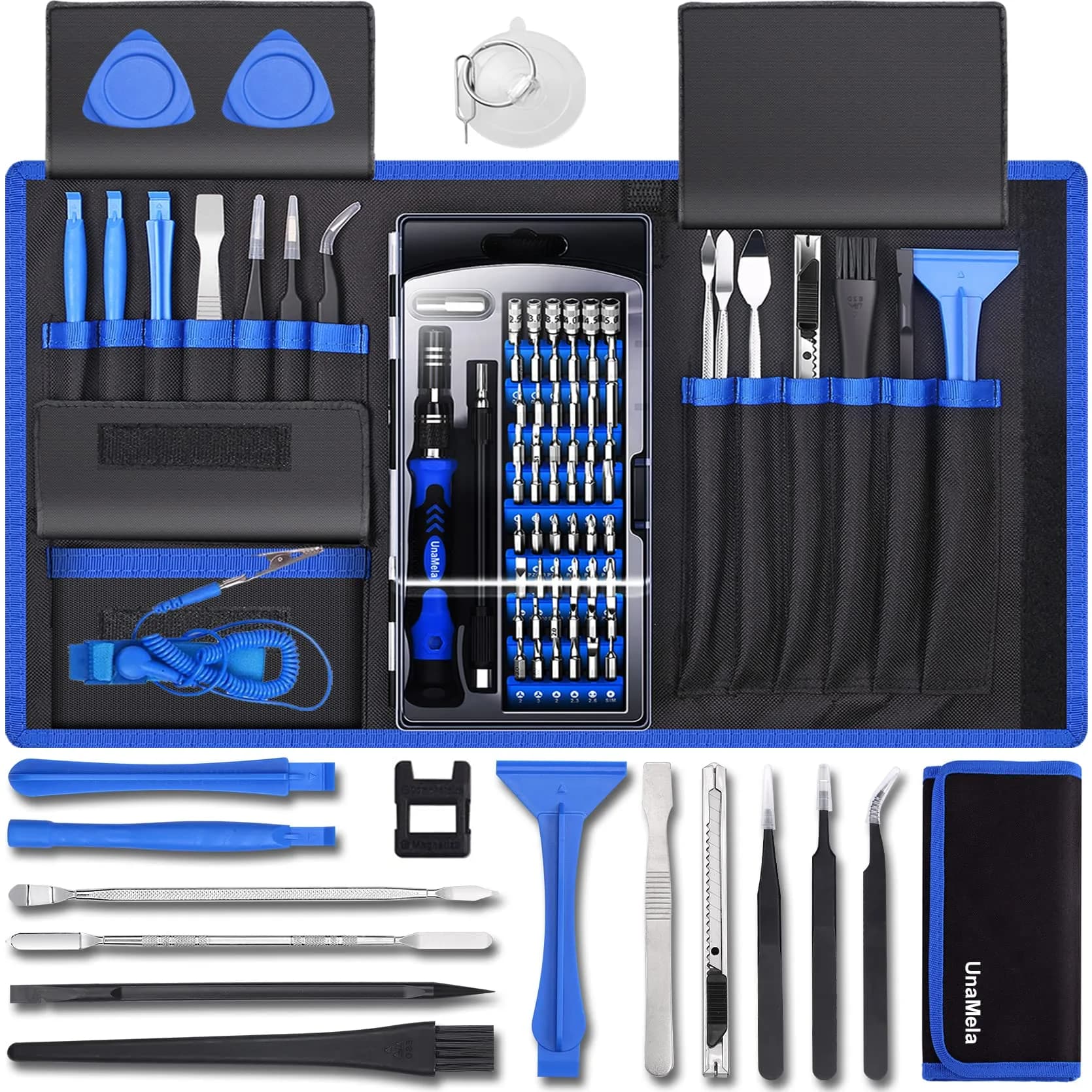 UnaMela 80 IN 1 Professional Computer Repair Tool Kit, Precision Screwdriver Set | 56 Bits, Anti-Static, Magnetizer, Durable Chrome Vanadium Steel