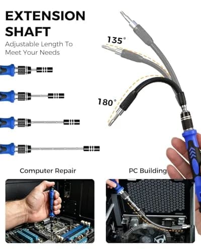 UnaMela 80 IN 1 Professional Computer Repair Tool Kit, Precision Screwdriver Set | 56 Bits, Anti-Static, Magnetizer, Durable Chrome Vanadium Steel thumbnail 5