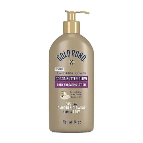 Gold Bond Cocoa Butter Glow Daily Hydrating Lotion 400ml (14 oz) | Exfoliates, Hydrates, and Locks Moisture for Dry Skin thumbnail 1