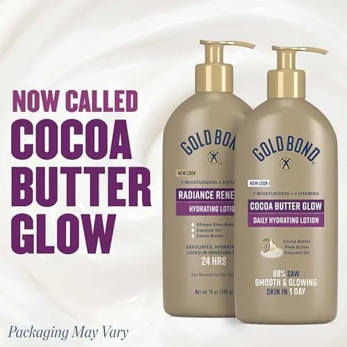 Gold Bond Cocoa Butter Glow Daily Hydrating Lotion 400ml (14 oz) | Exfoliates, Hydrates, and Locks Moisture for Dry Skin thumbnail 2