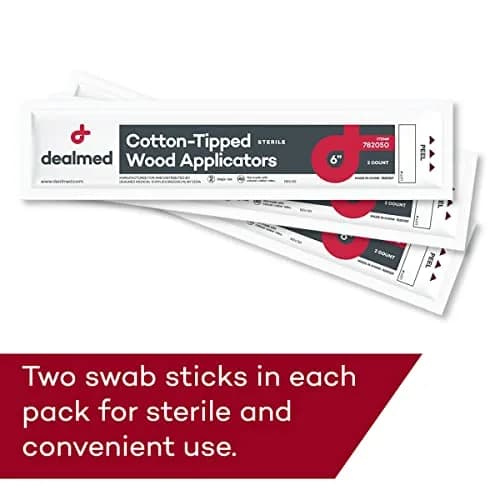 Dealmed 6 inch Sterile Cotton-Tipped Applicators - 200 Count | Medical Grade for Skin Cleaning & Medication Application thumbnail 4
