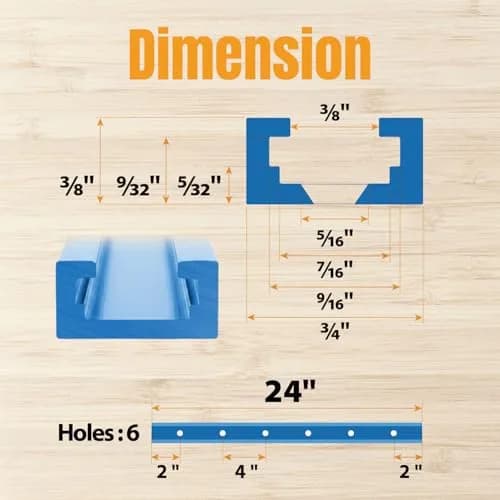 POWERTEC 71118 24 Inch Double-Cut Profile Universal T-Track with Predrilled Mounting Holes | Versatile Woodworking Accessory thumbnail 5