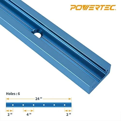 POWERTEC 71118 24 Inch Double-Cut Profile Universal T-Track with Predrilled Mounting Holes | Versatile Woodworking Accessory thumbnail 2