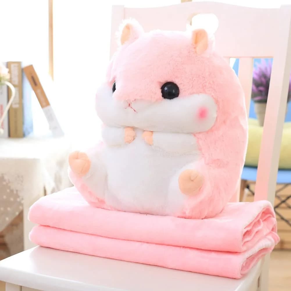 YunNasi Plush Hamster Stuffed Animal Toy with Blanket 19.7 Inches Pink | Soft, Plush & Safe for Kids — Pink