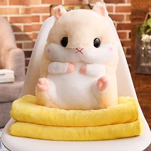 YunNasi Plush Hamster Stuffed Animal Toy with Blanket 19.7 Inches Pink | Soft, Plush & Safe for Kids thumbnail 6