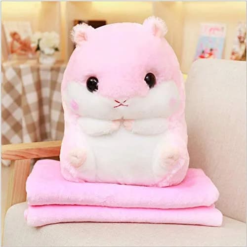 YunNasi Plush Hamster Stuffed Animal Toy with Blanket 19.7 Inches Pink | Soft, Plush & Safe for Kids thumbnail 2