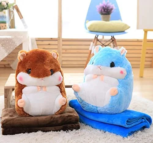 YunNasi Plush Hamster Stuffed Animal Toy & Blanket Set 19.7 Inches Light Brown | Soft, Safe & Multi-Functional thumbnail 6