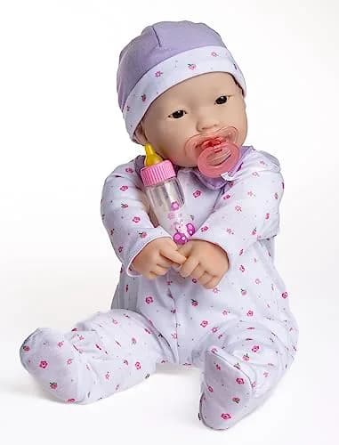 Berjusa La Baby Asian 20-inch Soft Body Doll | Washable, Removable Purple Outfit with Hat and Pacifier | For Children 2 Years + thumbnail 2
