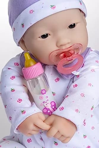 Berjusa La Baby Asian 20-inch Soft Body Doll | Washable, Removable Purple Outfit with Hat and Pacifier | For Children 2 Years + thumbnail 3