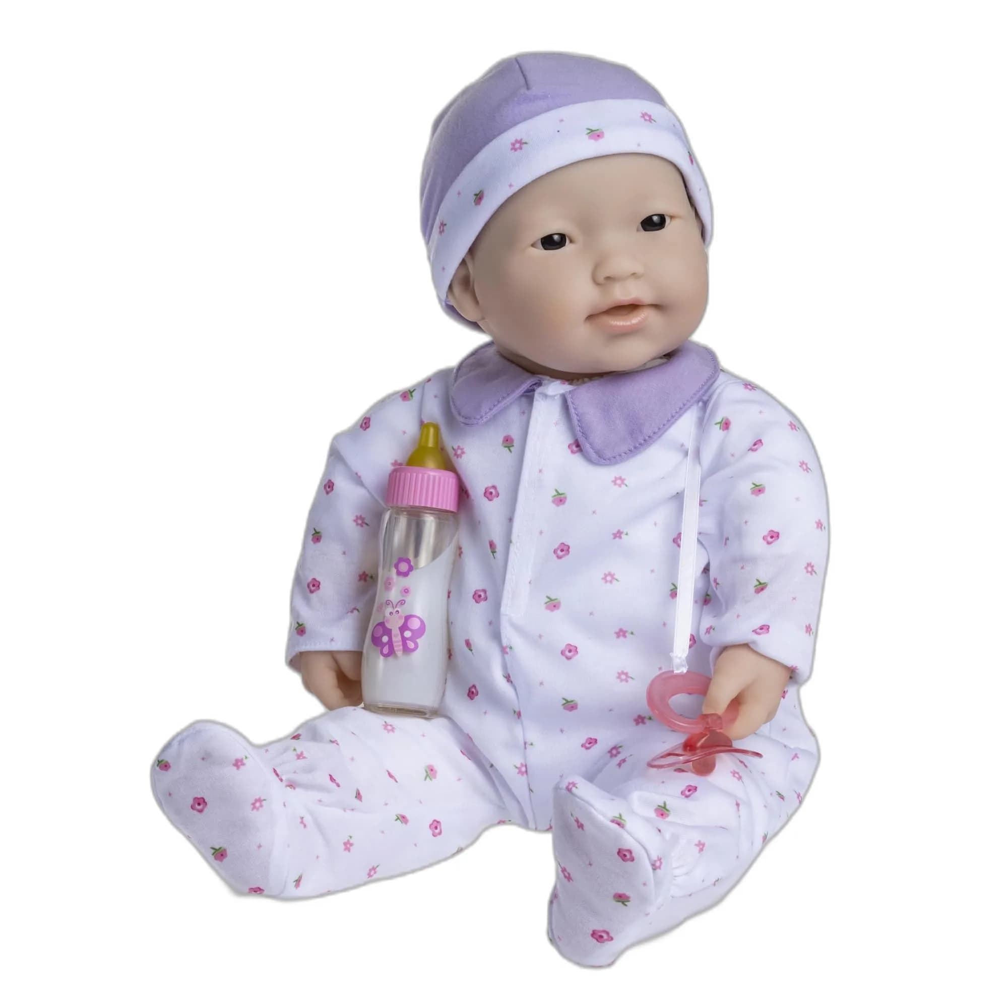 Berjusa La Baby Asian 20-inch Soft Body Doll | Washable, Removable Purple Outfit with Hat and Pacifier | For Children 2 Years + - main product image