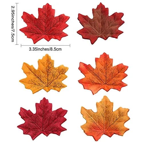 Whaline 300Pcs Fall Artificial Maple Leaves 3.35 Inch | Vivid Autumn Decor for Events & Home thumbnail 2