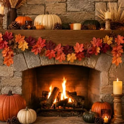 Whaline 300Pcs Fall Artificial Maple Leaves 3.35 Inch | Vivid Autumn Decor for Events & Home thumbnail 3