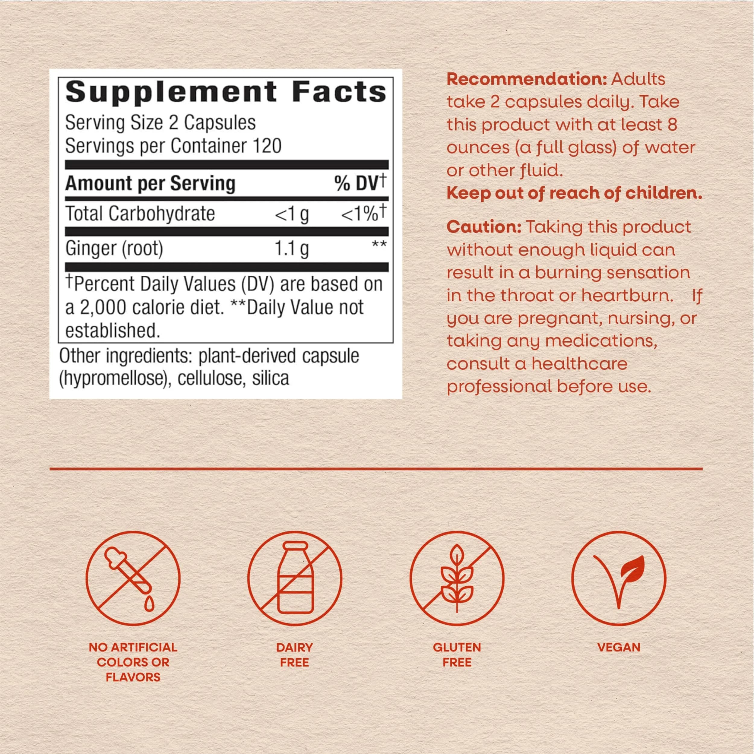 Nature's Way Ginger Root Capsules 1100 mg per Serving, 240 Count | Vegan, Non-GMO Project Verified - view 7