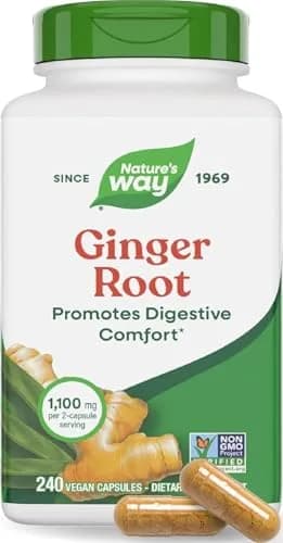 Nature's Way Ginger Root Capsules 1100 mg per Serving, 240 Count | Vegan, Non-GMO Project Verified thumbnail 1