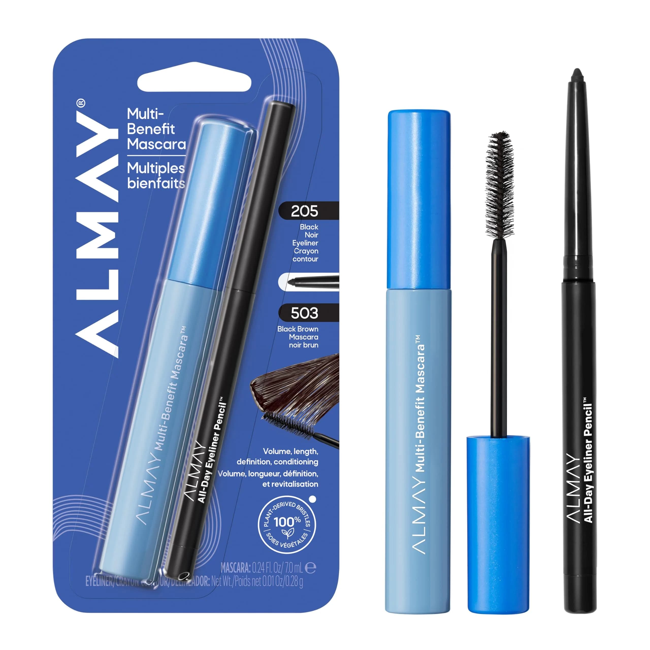 Almay All-Day Eyeliner Pencil, 503 Black Brown Duo Pack - Waterproof Matte Finish — 503 Black Brown Duo Pack