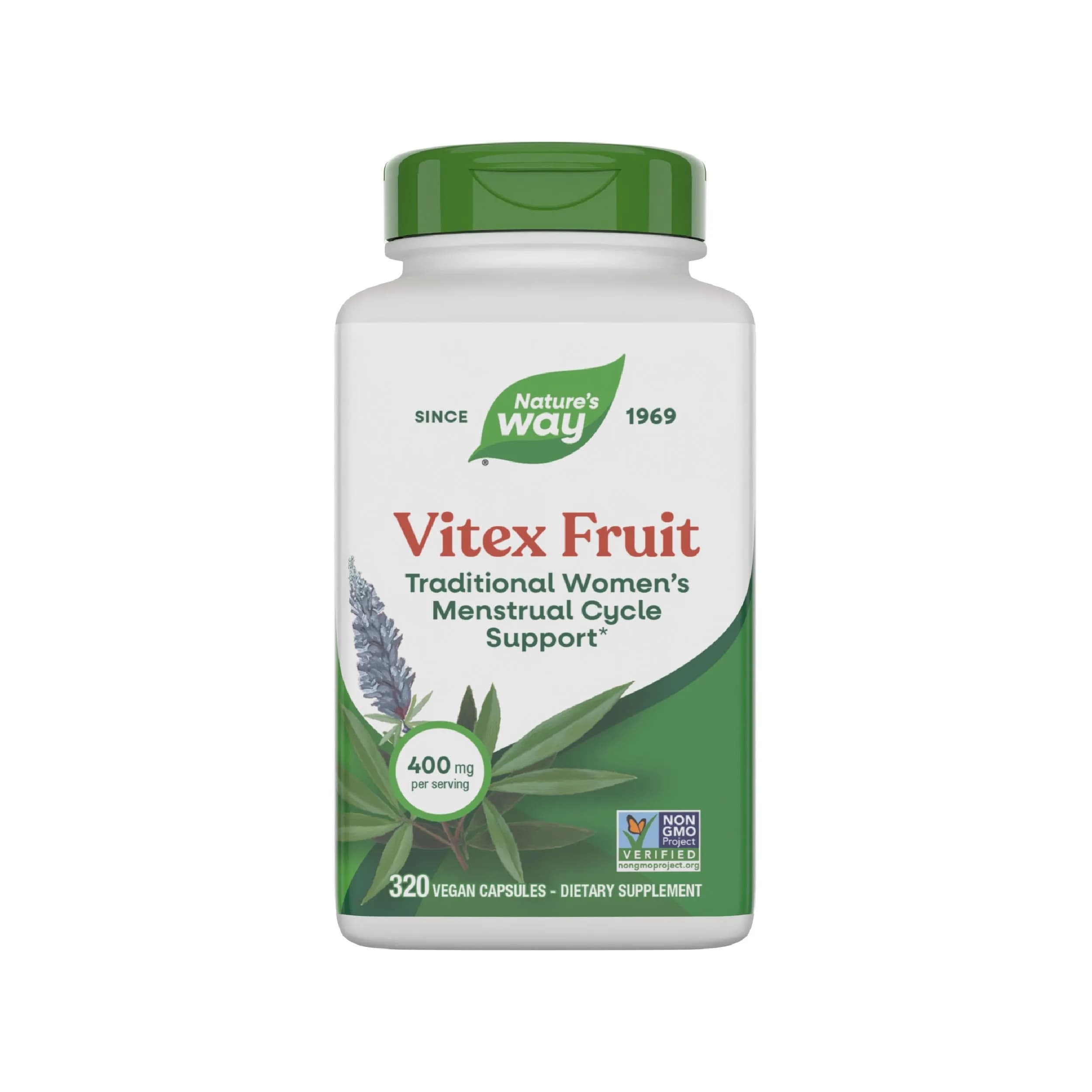 Nature's Way Vitex Fruit Chasteberry Supplement 320 Capsules | Traditional Menstrual Support - main product image