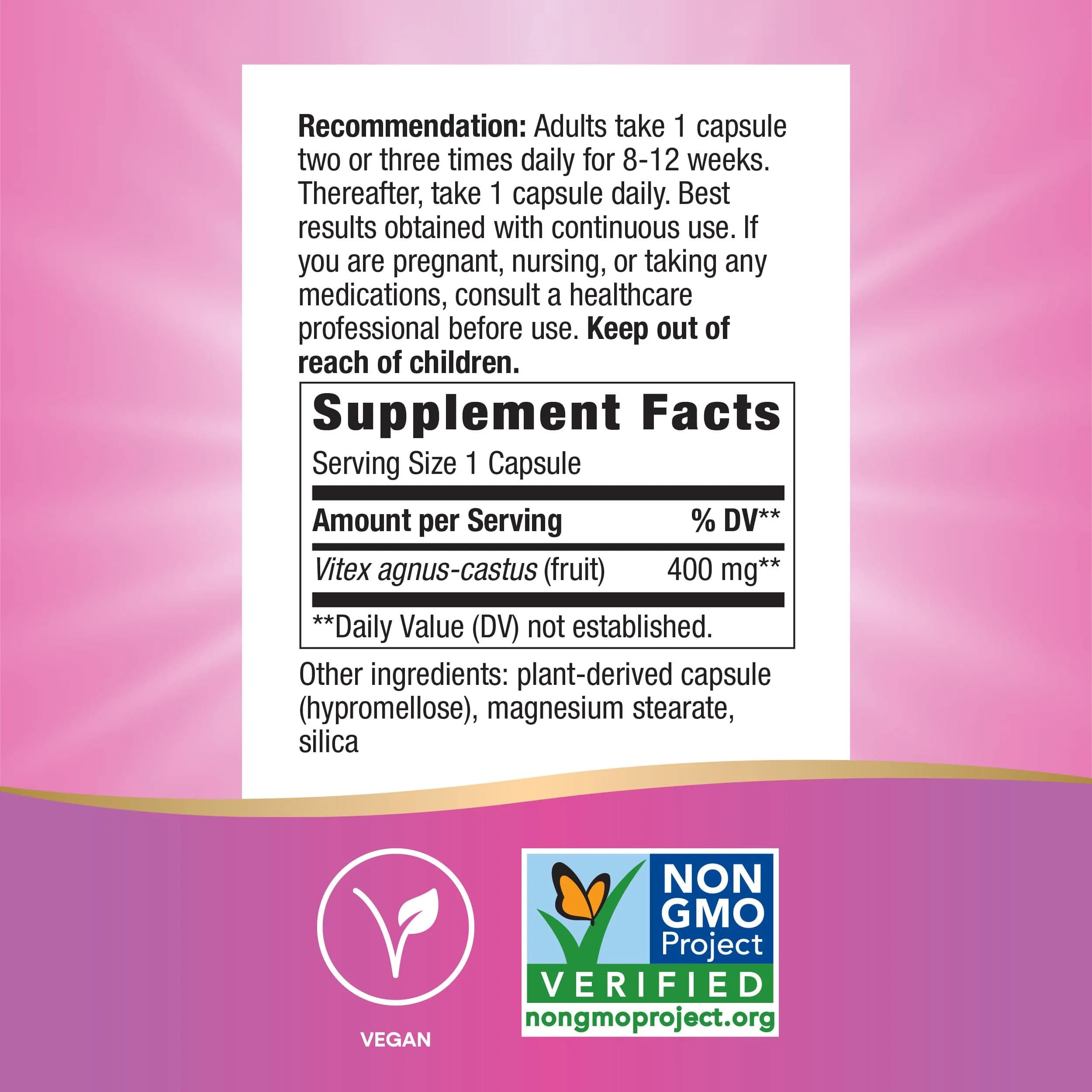 Nature's Way Vitex Fruit Chasteberry Supplement 320 Capsules | Traditional Menstrual Support - view 5