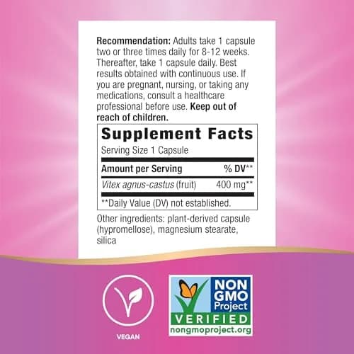 Nature's Way Vitex Fruit Chasteberry Supplement 320 Capsules | Traditional Menstrual Support thumbnail 5