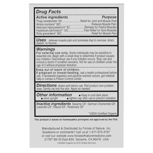 Forces of Nature Natural Organic Muscle Pain Relief 4ml | Deep Penetrating, Fast-Acting, USDA Certified Organic thumbnail 4