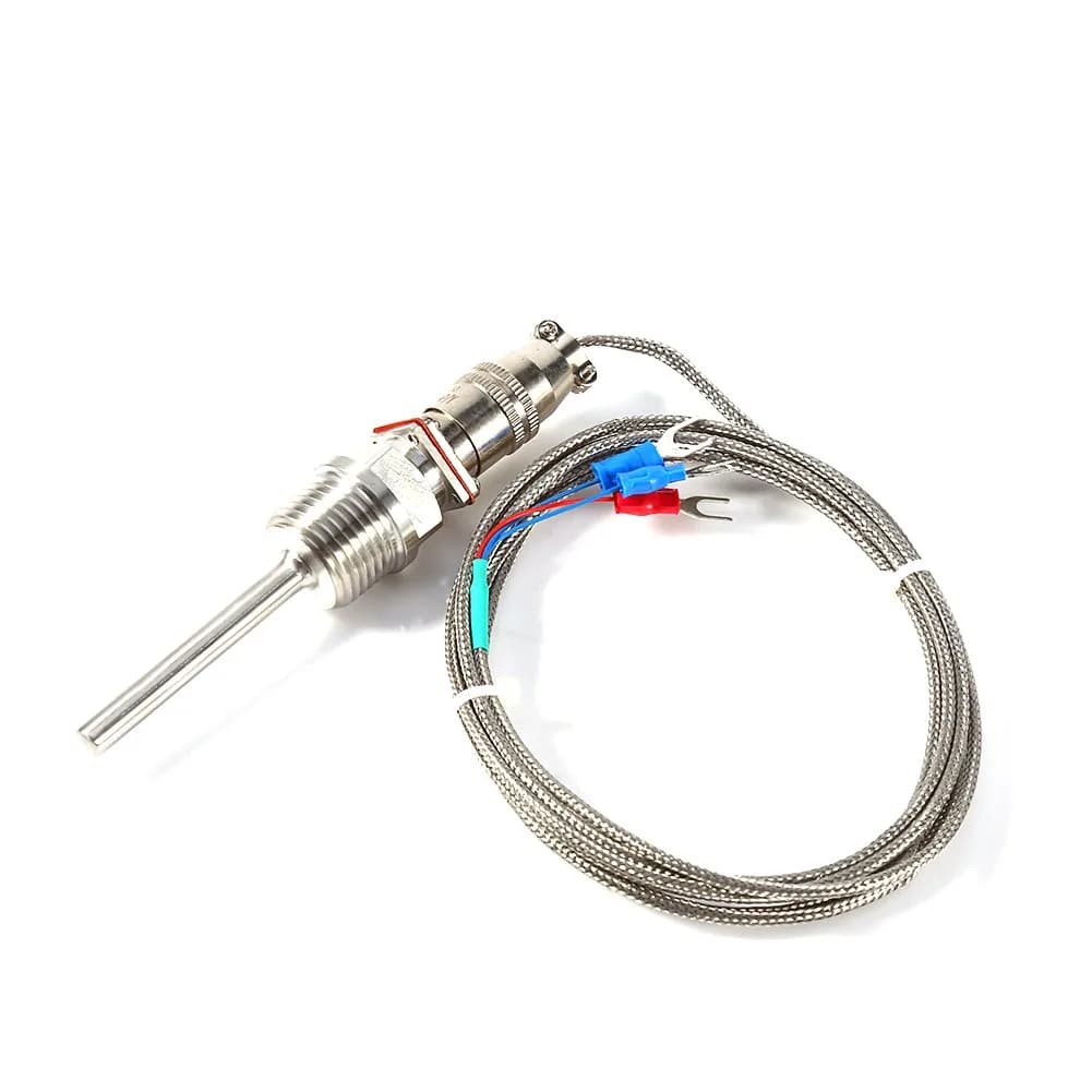 Walfront RTD PT100 Temperature Sensor Probe 1/2" NPT Thread Stainless Steel 3 Wire 2M/6.6ft Cable -50 to 300℃