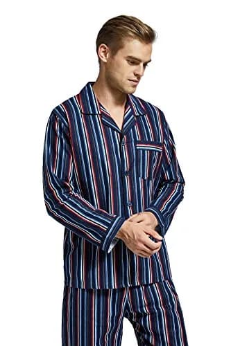 TONY AND CANDICE Men’s Flannel Pajama Set, 100% Cotton Long Sleeve Sleepwear (X-Large, Multicolor Striped) | Relaxed Fit for Comfortable Sleep thumbnail 2