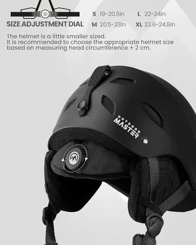 OutdoorMaster Kelvin Ski Helmet - Snowboard Helmet for Men, Women & Youth (Black, Small) | Safety & Comfort thumbnail 3
