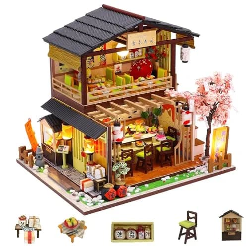 Flever Dollhouse Miniature DIY House Kit 8.7x6.9x8.1 inches | Creative Room with Furniture for Romantic Valentine's Gift thumbnail 1