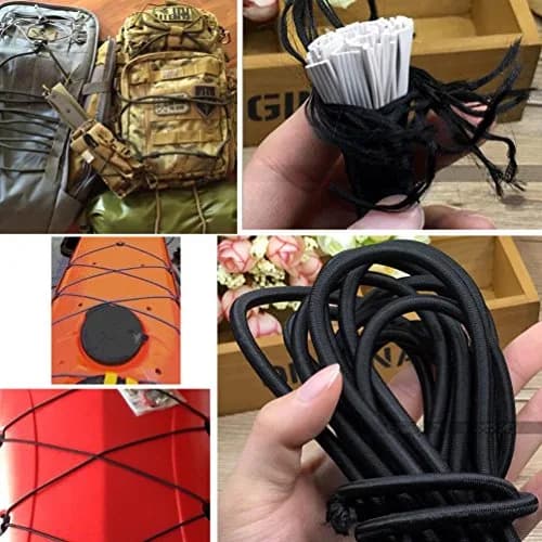 Huouo 1/4" x 25' Elastic Bungee Cord Kayak Stretch String Rope Black Shock Cords | UV & Abrasion Resistant thumbnail 2