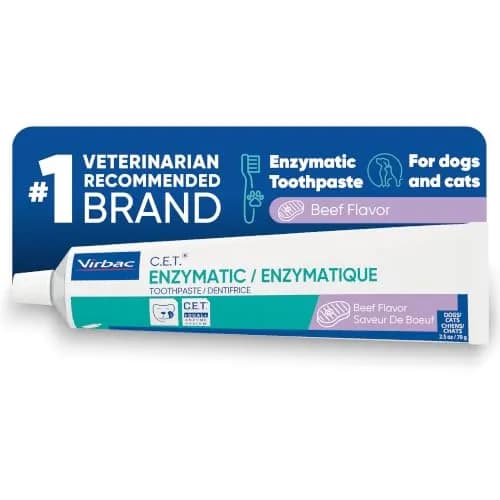 Virbac C.E.T. Enzymatic Toothpaste for Dogs and Cats, Beef Flavor, 70g (2.5oz) | Vet Recommended Dental Care thumbnail 1