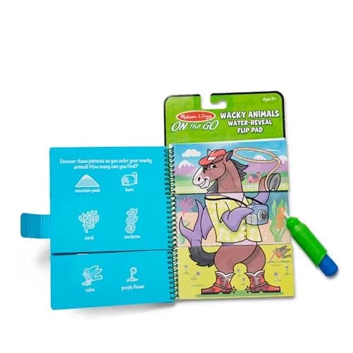 Melissa & Doug On the Go Water Wow! Wacky Animals Flip Pad Activity Book | 4 Reusable Pages & Water Pen thumbnail 4