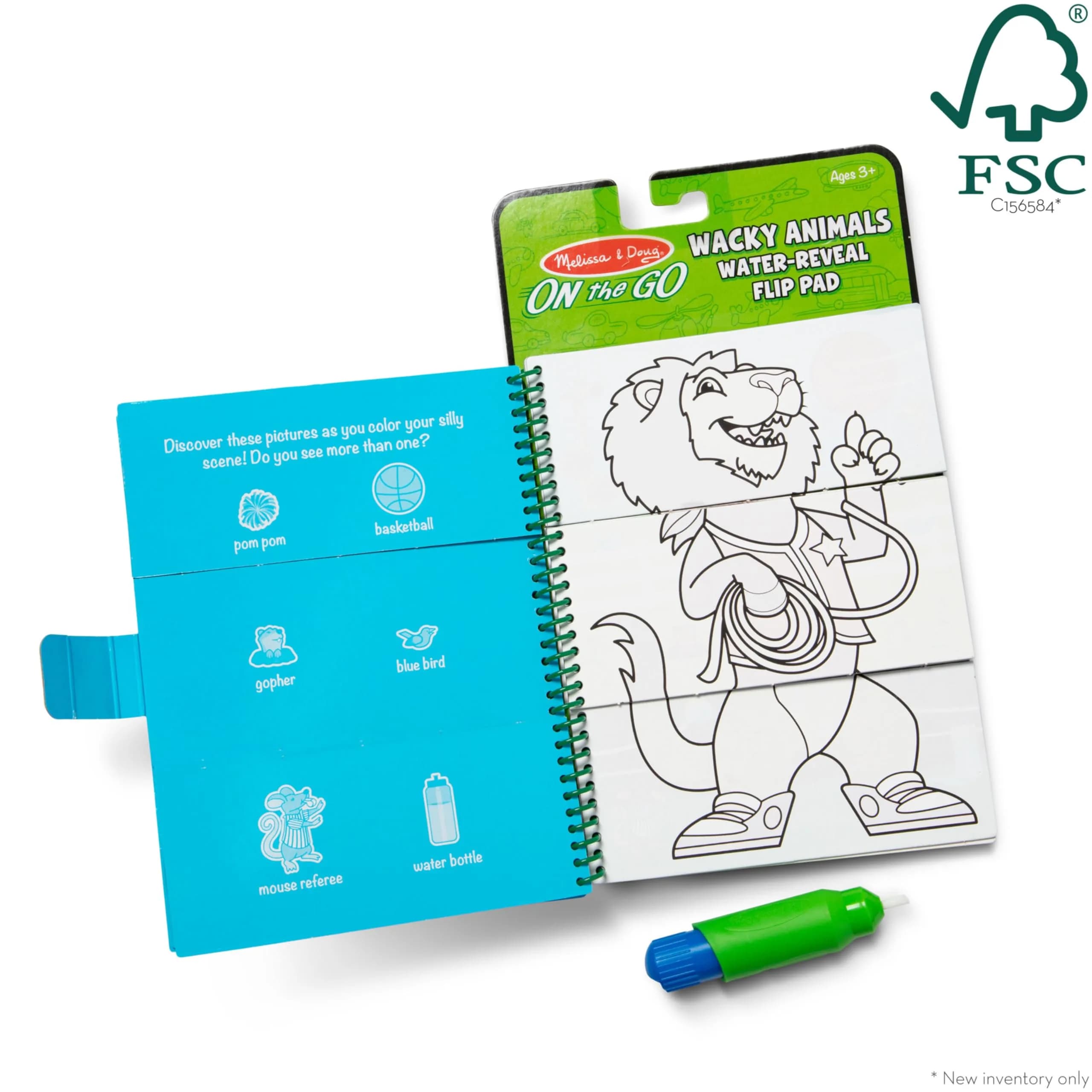 Melissa & Doug On the Go Water Wow! Wacky Animals Flip Pad Activity Book | 4 Reusable Pages & Water Pen - view 6