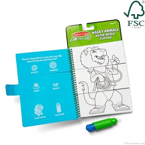 Melissa & Doug On the Go Water Wow! Wacky Animals Flip Pad Activity Book | 4 Reusable Pages & Water Pen thumbnail 6