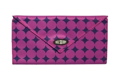 Big Skinny Slimvelope Plum Dot Tri Fold Checkbook Wallet 19cm (7.5in) | Holds 40 Cards — Plum Dot