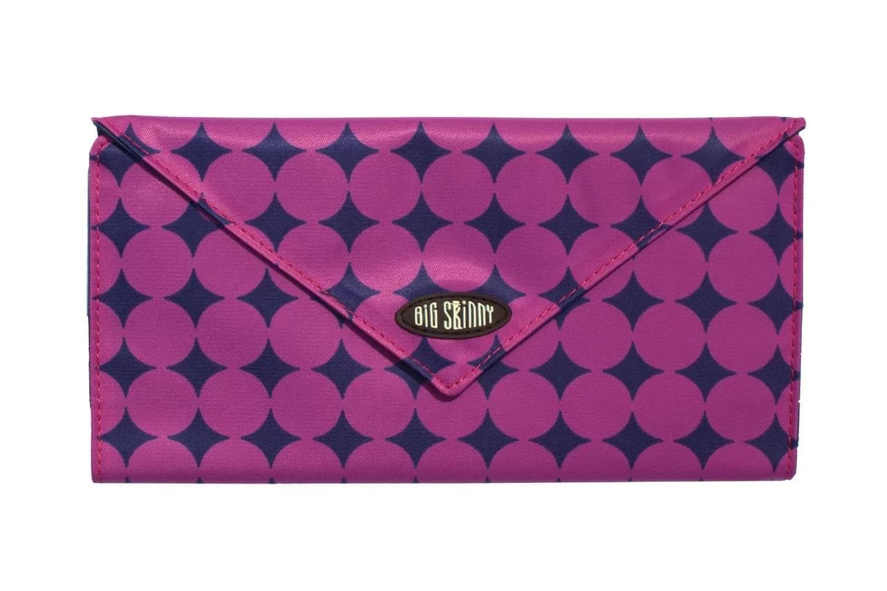 Big Skinny Slimvelope Plum Dot Tri Fold Checkbook Wallet 19cm (7.5in) | Holds 40 Cards