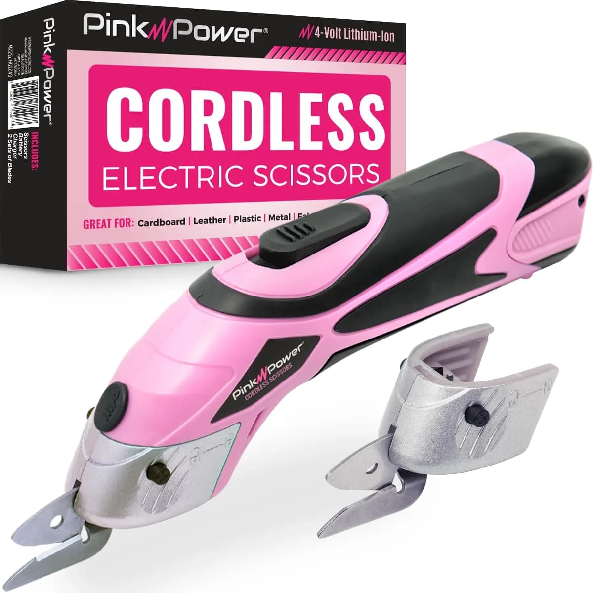 Pink Power Cordless Electric Scissors Fabric Cutter 26cm (10.2in) | Heavy Duty Rotary Shears for Crafts, Sewing, Cardboard - main product image