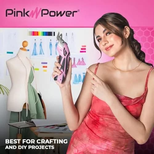 Pink Power Cordless Electric Scissors Fabric Cutter 26cm (10.2in) | Heavy Duty Rotary Shears for Crafts, Sewing, Cardboard thumbnail 6