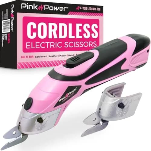 Pink Power Cordless Electric Scissors Fabric Cutter 26cm (10.2in) | Heavy Duty Rotary Shears for Crafts, Sewing, Cardboard thumbnail 1