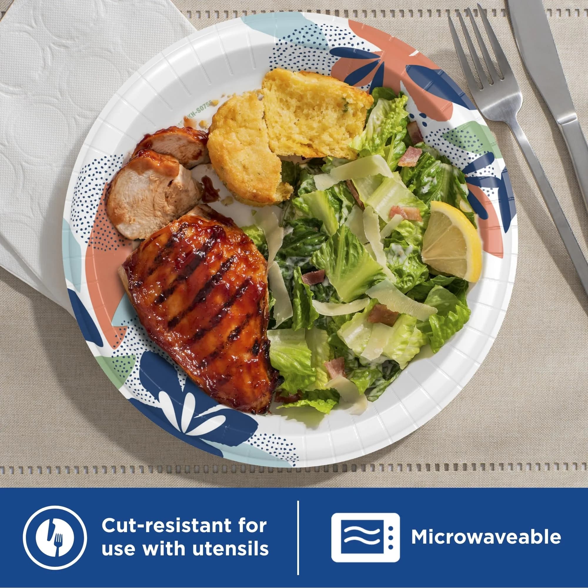 Dixie Large Paper Plates 10 Inch 54 Count | 2X Stronger, Soak-Proof, Cut-Resistant - view 5