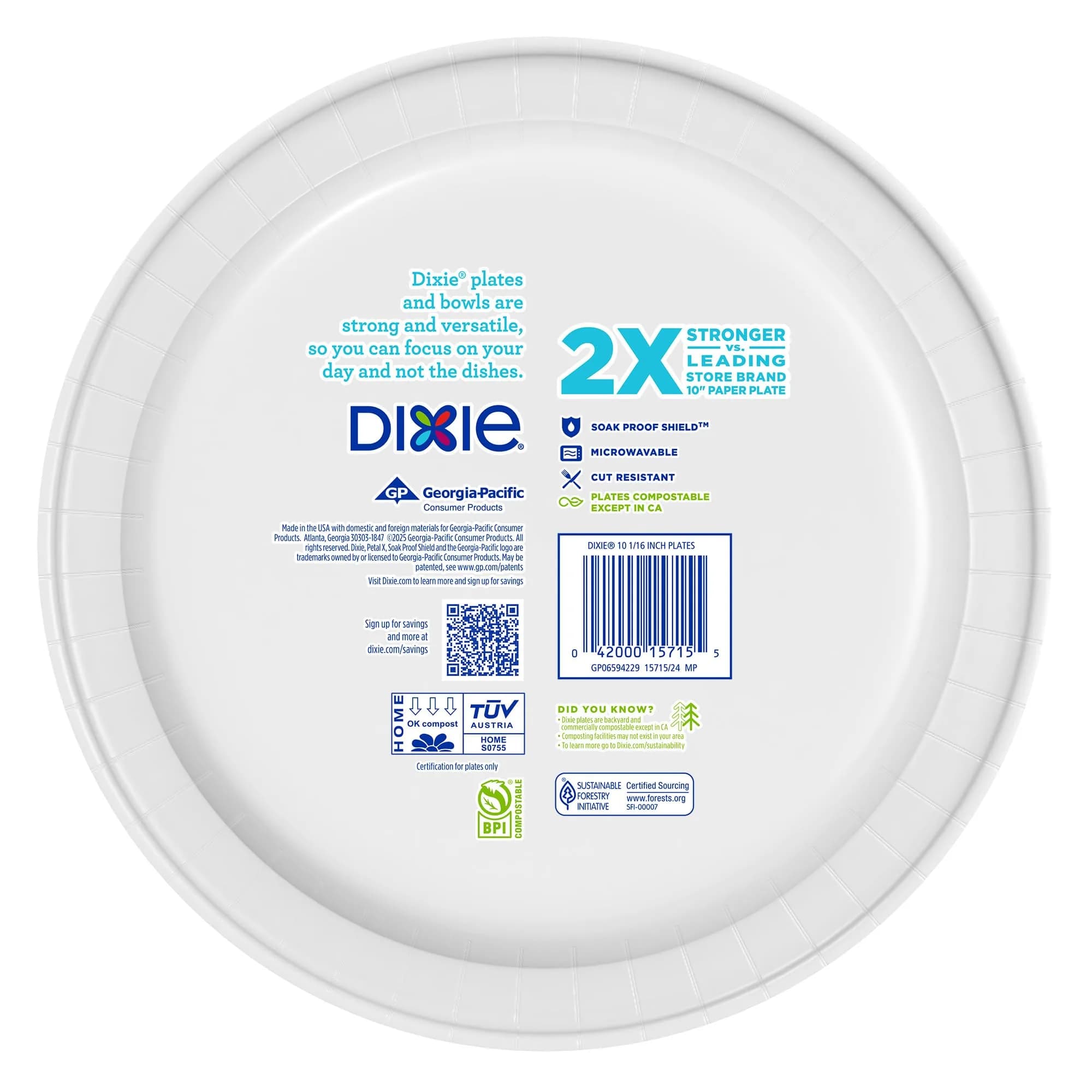 Dixie Large Paper Plates 10 Inch 54 Count | 2X Stronger, Soak-Proof, Cut-Resistant - view 8