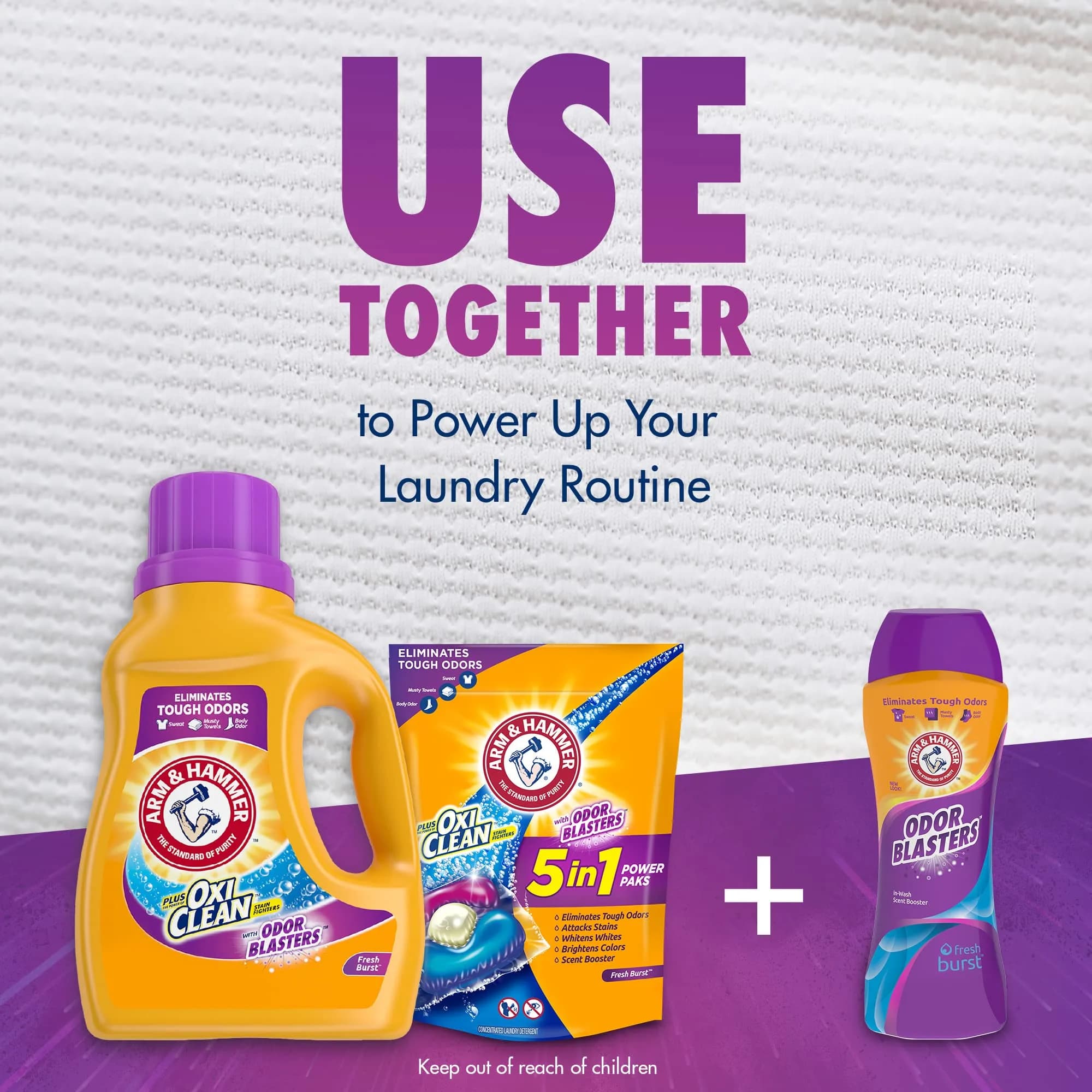 Arm & Hammer Plus OxiClean Odor Blasters Fresh Burst Liquid Laundry Detergent, 3625ml (122.5 Fl Oz) (70 Loads) | Odor Elimination Power - view 3