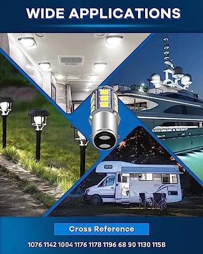 Alopee 12pcs 1142 LED Bulb 12V Bright White | Double Contact RV Camper Light (110c) thumbnail 6