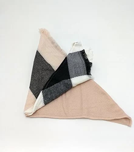 Wander Agio Womens Warm Scarf Triangle Winter Shawls Large Scarves Stripe Plaid Fichu Big Plaid Grey Pink 11 | Thick & Warm thumbnail 4