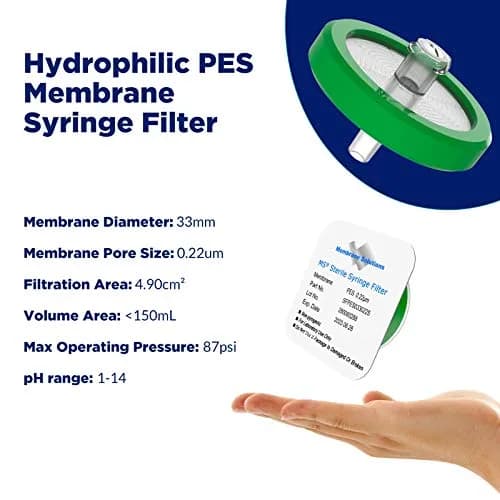 Membrane Solutions Syringe Filter Sterile PES 0.22µm 33mm Individually Packed thumbnail 2