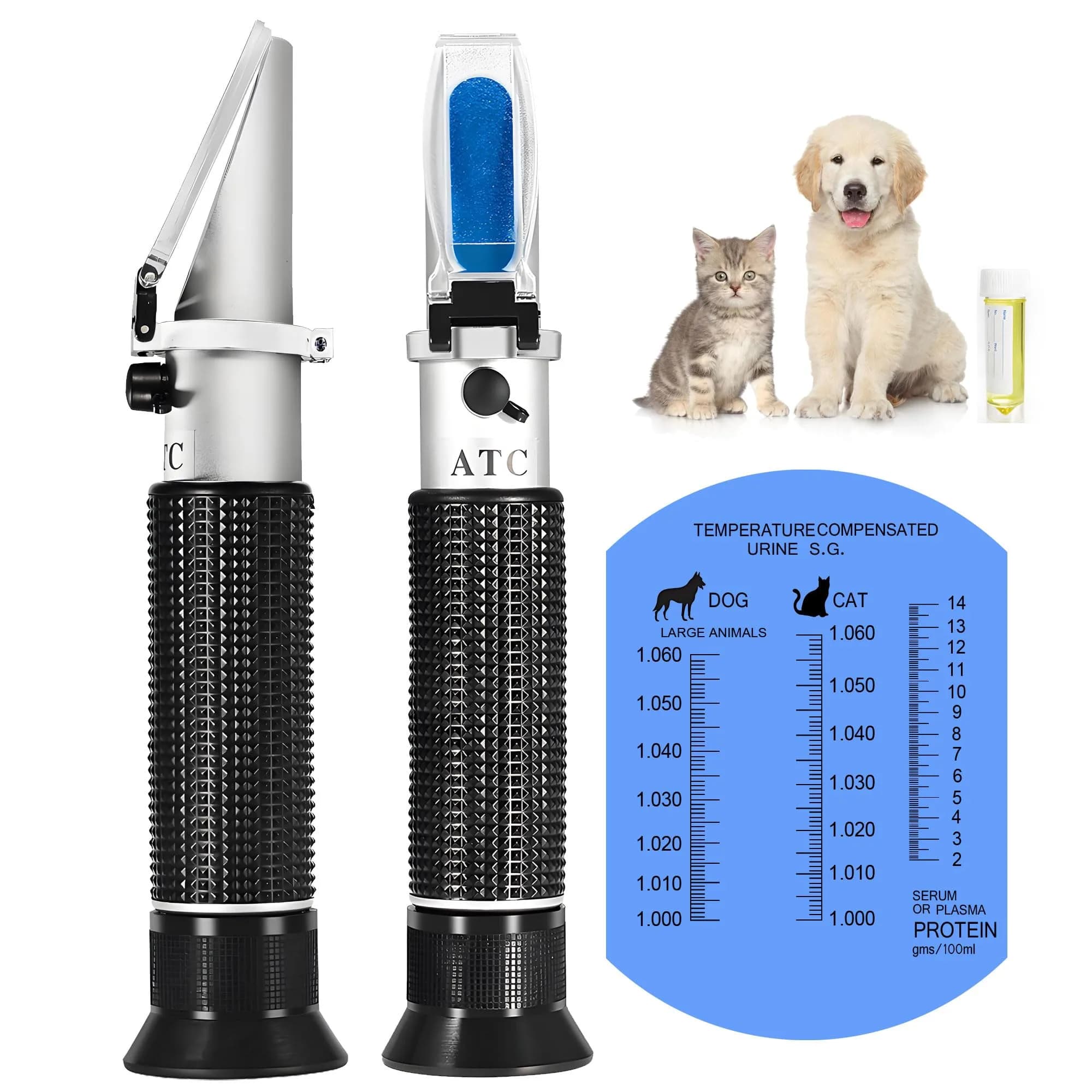V·RESOURCING Pet Urine Specific Gravity & Serum Protein Refractometer | 1.000-1.060 SG, 2-14 g/100ml — Pet Refractometer
